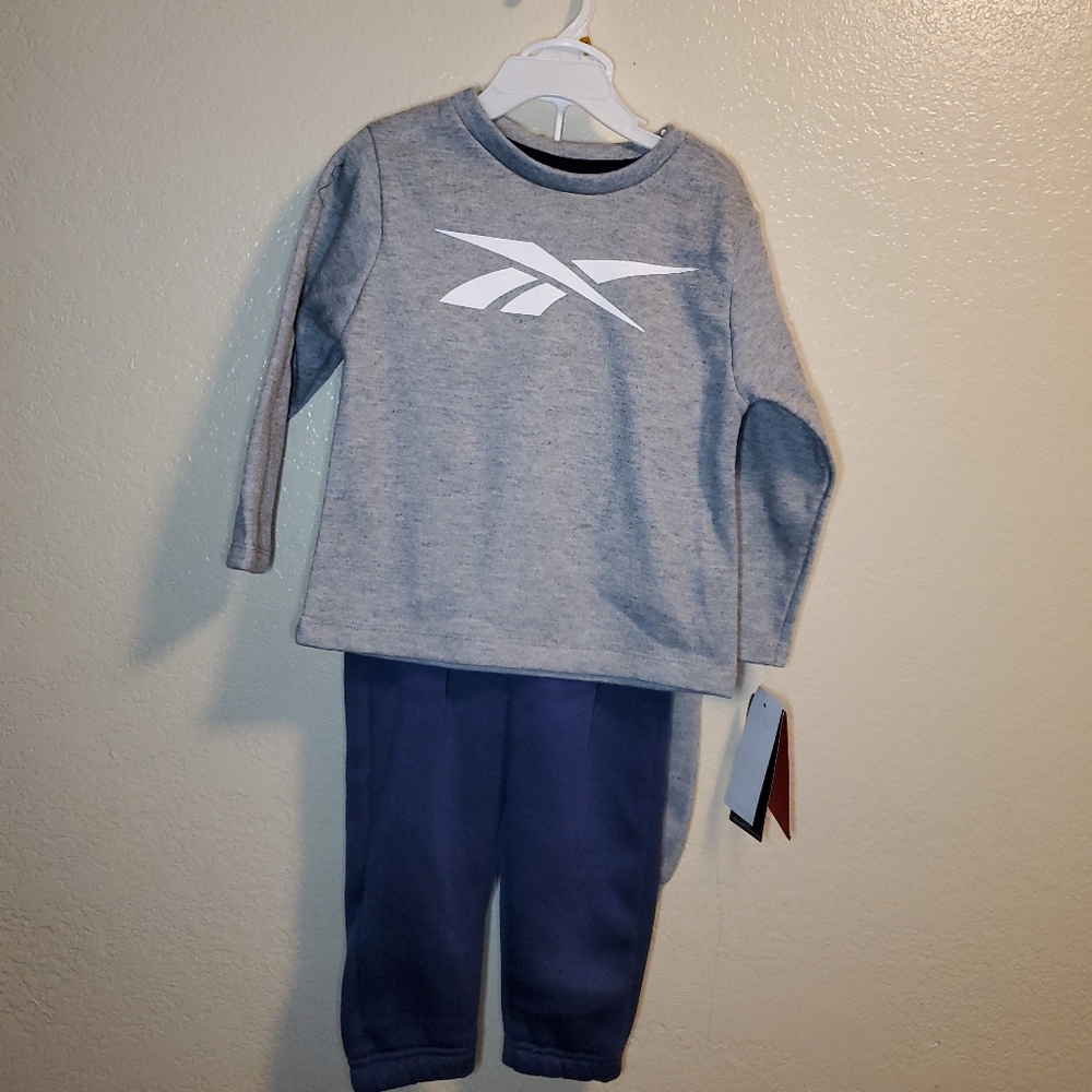 Reebok Boys Gray Fleece Pull-Over 3pc Jogger Set S
